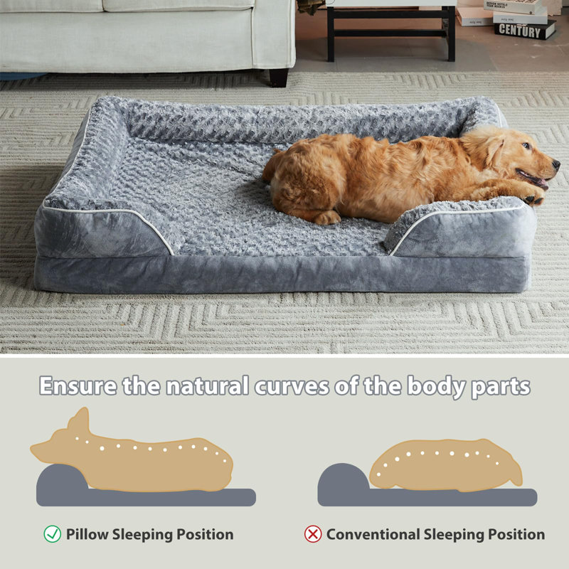 Dog Beds For Extra Large Dogs Washable Dog Bed Bolster Dog Sofa Bed With Waterproof Lining Non Skid Bottom Orthopedic Egg Foam Dog Couch For Pet